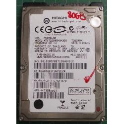 USED, Hard Disk, HITACHI, HTS722080K9A300, 7K200-80, P/N: 0A56116, Laptop, SATA, 80GB