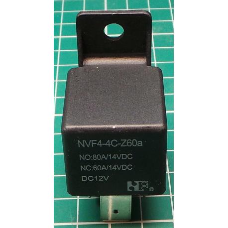 Relay auto NVF4-4 12V / 60A 29x29x27mm with stirrup