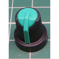 Knob, for 6mm knurled shaft, Green, Style 5