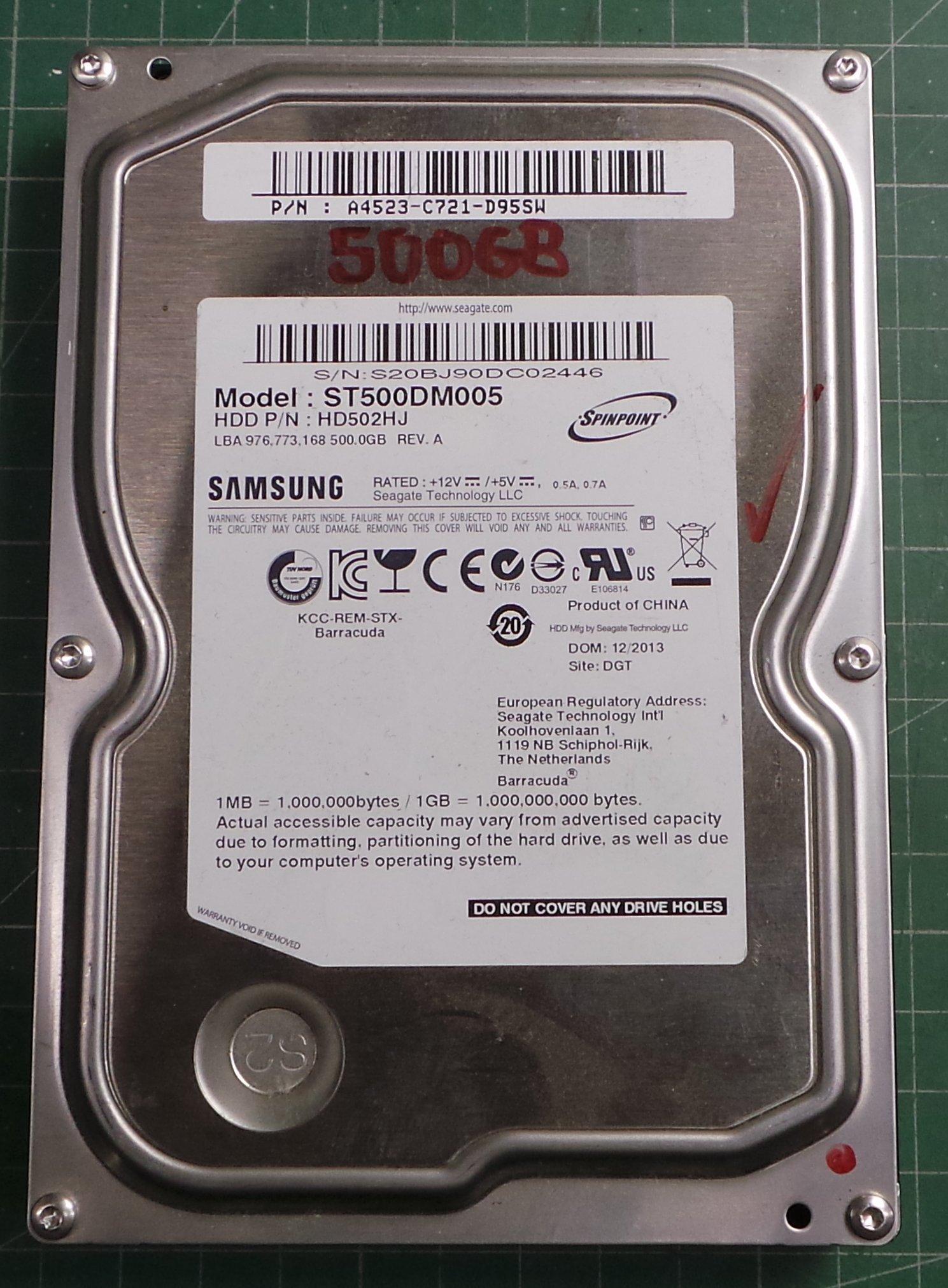 Hard Disk Drive Hd502hj USED, Hard Disk, SAMSUNG, HD502HJ
