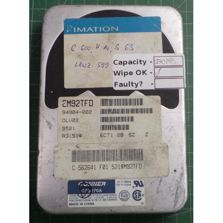 USED, Hard Disk, IMATION, EM92TFD, Wipe OK, Desktop, IDE, 270MB