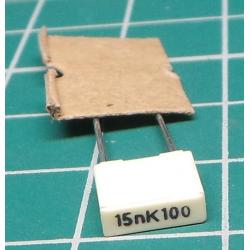 Capacitor, 15nF, 100V, Polyester Film, 5mm Pitch