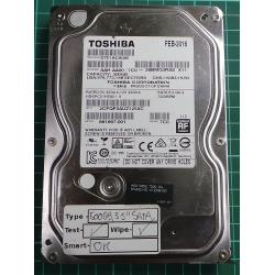 USED, Hard disk, TOSHIBA, DT01ACA050, P/N: 661697-001, Desktop, SATA, 500GB