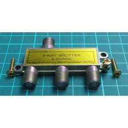 Splitter, 1 IN, 3 OUT, 5-900MHz, F Type connectors