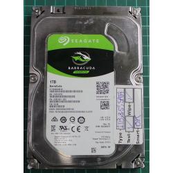 USED, Hard Disk, Seagate, Barracuda, ST1000DM010, P/N: 2DM162-302, Firmware: CC46, Desktop, SATA, 1TB