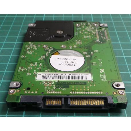Complete Disk, PCB: 2060-701424-010 Rev A, WD1200BEVS, WD Scorpio , WD1200BEVS-07LAT0, 120GB, 2.5", SATA