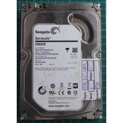 USED, Hard Disk, Seagate, Barracuda, ST2000DM001, P/N: 1CH164-515, Firmware: CC47, Desktop, SATA, 2TB