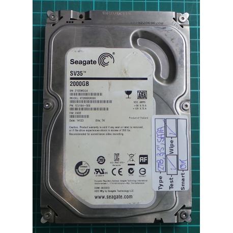 USED, Hard Disk, Seagate, SV35, ST2000VX000, P/N: 1CU164-500, Firmware: CV22, Desktop, SATA, 2TB