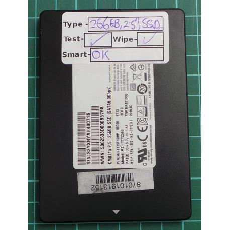 USED, SSD Hard Disk, MZ-7TY2560, P/N: MZ7TY256HDHP-00000, 256GB, 2.5", SATA