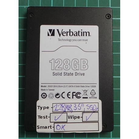 USED, SSD Hard Disk, Verbatim, 2SSD128 6.35cm, 128GB, 2.5", SATA