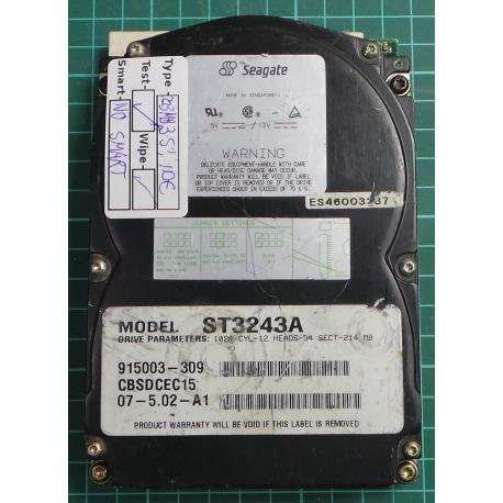 USED, Hard Disk, Seagate, ST3243A, P/N: 915003-309, Desktop, IDE, 213MB