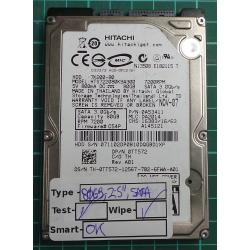 USED, Hard Disk, HITACHI, HTS722080K9A300, P/N: 0A53411, Laptop, SATA, 80GB