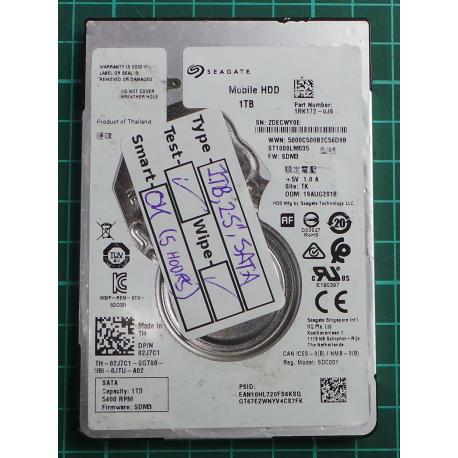 USED, Hard Disk, Seagate, Mobile HDD , ST1000LM035, P/N: 1RK172-036, Firmware: SDM3, Laptop, SATA, 1TB