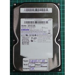 USED, Hard Disk, SAMSUNG, SP2514N, P/N: 303011FP824460, Desktop, IDE, 250GB