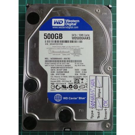 USED, Hard Disk, WD5000AAKS, WD Caviar, WD5000AAKS-00A7B2, Desktop, SATA , 500GB