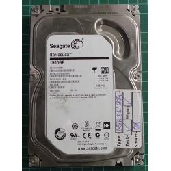 USED, Hard Disk, Seagate, Barracuda, ST1500DM003, P/N: 9YN16G-300, Firmware: CC49, Desktop, SATA, 1.5TB