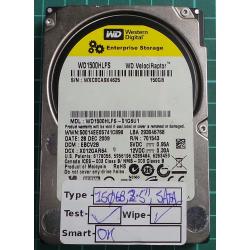 USED, Hard Disk, WD1500HLFS, WD VelociRaptor, WD1500HLFS-01G6U1, 150GB, 2.5", SATA, Laptop, SATA , 120GB