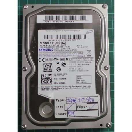 USED, Hard Disk, SAMSUNG, HD161GJ, P/N: 49373-A11A-A7VK9, Desktop, SATA, 160GB