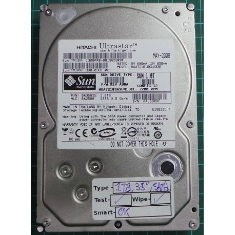 USED, Hard Disk, HITACHI, HUA721010KLA330, P/N: 0A35832, Desktop, SATA, 1TB