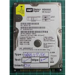 USED, Hard Disk, WD600UE, WD Scorpio, WD600UE-22KVT0, 60GB, Laptop, IDE