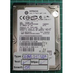 USED, Hard Disk, HITACHI, HTS722016K9SA00, P/N: 0A53439, Laptop, SATA, 160GB