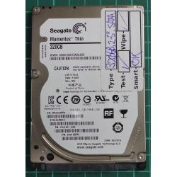 USED, Hard Disk, Seagate, Momentus Thin , ST320LM010, P/N: 1KJ15C-500, Firmware: 0001SDM1, Laptop, SATA, 320GB