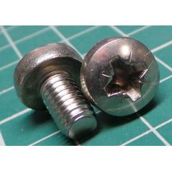 Screw, M6x10, Button Head, Pozi, Stainless Steel