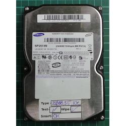 USED, Hard Disk, SAMSUNG, SP2514N, P/N: 1231J2FL637624, Desktop, IDE, 250GB