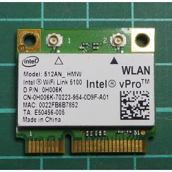 WMD015, USED MINI PCI EXPRESS WIFI CARD, INTEL 512AN-HMW