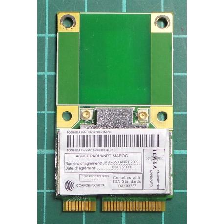 USED MINI PCI EXPRESS WIFI CARD, TOSHIBA PA3758U-1MPC