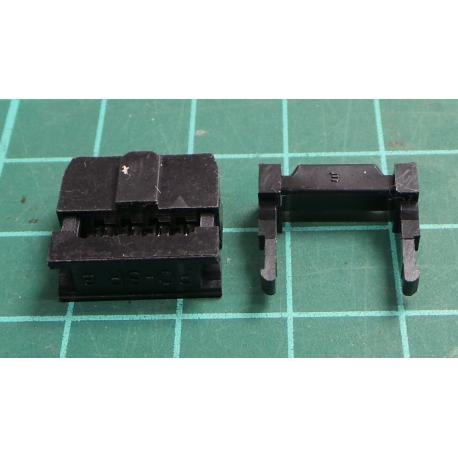 Connector: IDC, plug, female, PIN: 6, with cable clamp, IDC, 1.27mm