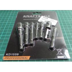 Adapter set, 8pcs, Drill chuck to 1/4", 3/8", 1/2"