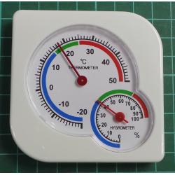 Analogue Thermometer and Hygrometer, White