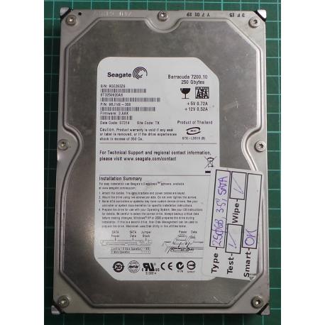 USED, Hard Disk, Seagate, Barracuda 7200.10, ST3250620AS, P/N: 9BJ14E-308, Firmware: 3.AAK, Desktop, SATA, 250GB