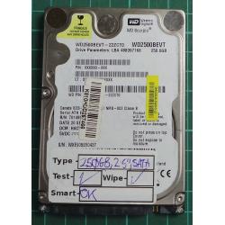 USED, Hard Disk, WD2500BEVT, WD Scorpio, WD2500BEVT-22ZCT0, Laptop, SATA, 250GB