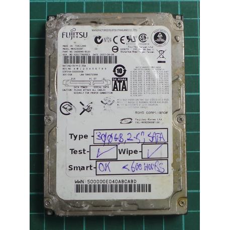 USED, Hard Disk, FUJITSU, MHX2300BT, P/N: CA06846-B030, Laptop, SATA, 300GB