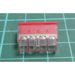 Wago Terminal, 772-204, 0,5-2,5mm2, 4 Pole, transparent, Red