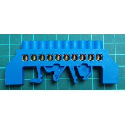 DIN rail jumper FT033 10-pole blue insulated