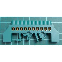 DIN rail grounding bridge FT033 10-pole green insulated