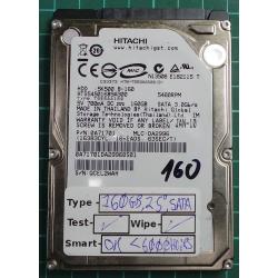 USED, Hard Disk, HITACHI, HTS545016B9A300, P/N: 0A71701, Laptop, SATA, 160GB