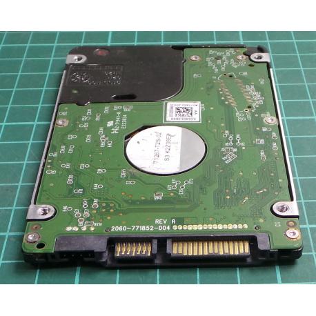Complete Disk, PCB: 2060-771852-004 Rev A, WD5000LPVT, WD Blue, WD5000LPVT-08G33,500GB, 2.5", SATA