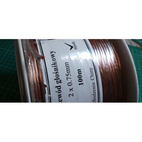 2x0,75mm2 pair 18AWG, transparent, packing 100 meters 