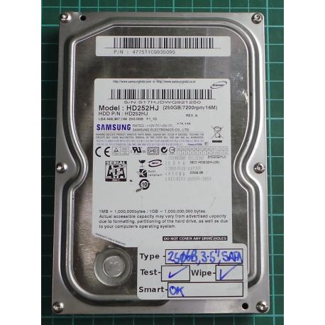 USED, Hard Disk, SAMSUNG, HD252HJ, P/N: 477511CQ935095, Desktop, SATA, 250GB