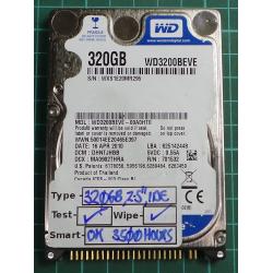 USED, Hard Disk, WD3200BEVE, WD Scorpio, WD3200BEVE-00A0HT0, Laptop, IDE, 320GB