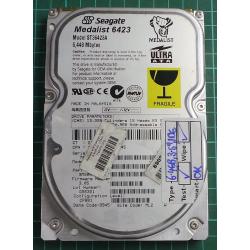 USED, Hard Disk, Seagate, Medalist 6423, ST36423A, P/N: 9M5007-030, Firmware: 3.05, Desktop, IDE , 6.4GB