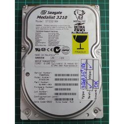 USED, Hard Disk, Seagate, Medalist 3210, ST33210A, P/N: 9L4001-303, Firmware: 3.02, Desktop, IDE , 3.2GB