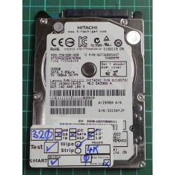 USED, Hard Disk, HITACHI, HTS543232A7A384, P/N: 0J18573, Laptop, SATA, 320GB