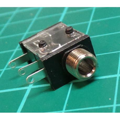 socket, Jack 3.5 mm, socket, mono, with switch, angled 90 °