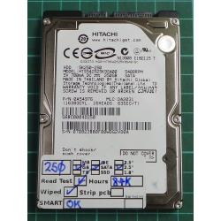 USED, Hard Disk, HITACHI, HTS542525K9SA00, P/N: 0A54976, Laptop, SATA, 250GB