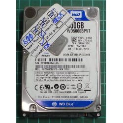 USED, Hard Disk, WD5000BPVT, WD Blue, WD5000BPVT-00A1YT0, Laptop, SATA, 500GB